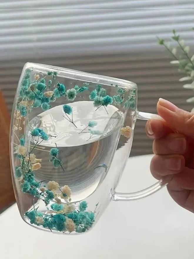 1Chase 1CHASE Set of 2 - Borosilicate Double Wall Flower Coffee Cup 350ml